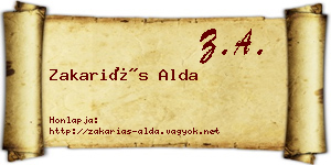 Zakariás Alda névjegykártya
